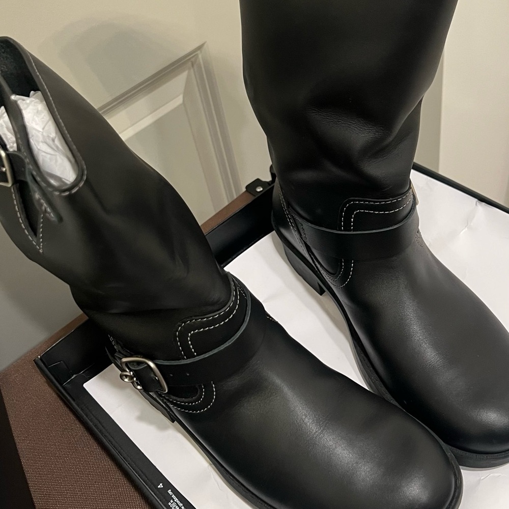 Coach Black Leather Boots with Silver Buckles - Picture 3 of 6